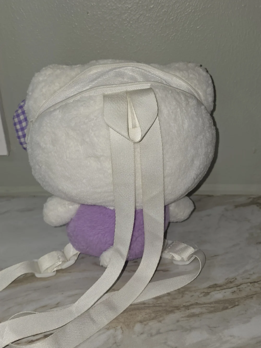 Hello Kitty Plush Backpack - White & Lavender